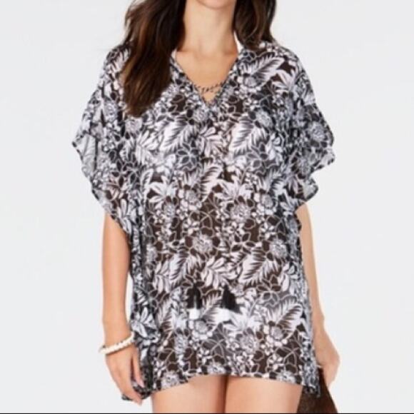 Miken Lace-Up Chiffon Caftan Cover Up - Picture 1 of 8